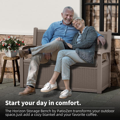 80 Gallon Storage Bench Deck Box Waterproof Lockable,Outdoor Storage Furniture for Patio,Garden and Cushions(Gray)