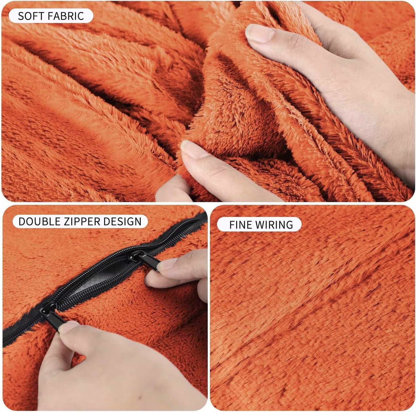 Bean Bag Chair for Adults 4FT,Soft Removable Cover for Teens/Girls Bedroom,Fluffy Giant Round Floor Beanbag Lounger Chairs (No Filler,Orange)