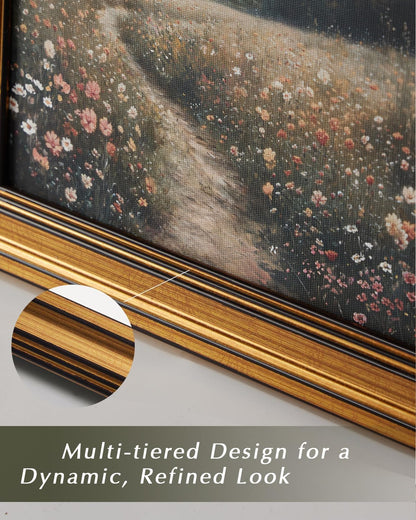 HUARCEY Gold Framed Vintage Wall Art for Living Room, Pear Fruits Painting Prints Shelf Decor for Kitchen, Aesthetic Bedroom Wall Art Decor, Christmas Gift for Friends or Family (Two Pears 12"x16")