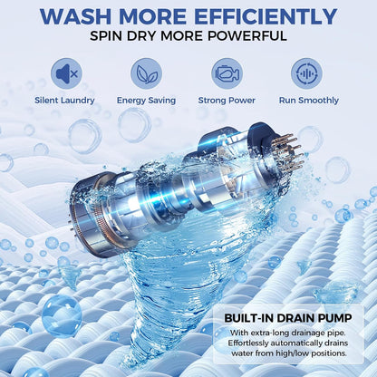 Nictemaw Portable Washing Machine 17.8Lbs Capacity Portable Washer with Drain Pump 2.4Cu.ft Full-Automatic Compact Washer with 10 Programs 8 Water Level for Home, Apartment, RV, Dorms