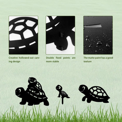 3 Pack Turtle Metal Garden Decorative Stakes, Weather Proof Silhouette Statues for Yard, Patio,Outdoor Decor for Turtle Lovers and Pet Owners