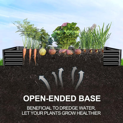 Land Guard 12×4×1ft Galvanized Raised Garden Bed Kit for Vegetables 2 Pack, Galvanized Super Large Metal Planter Raised Garden Boxes Outdoor (Gray)