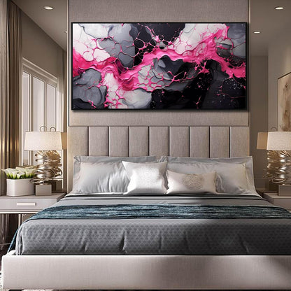 Abstract Wall Art for Living Room, Pink Canvas Wall Decor for Bedroom, Framed Picture Print, Large Size 59x29 Inches