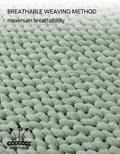 YnM Chunky Throw Blanket, Medium-Weight, Hand Knitted with Chenille Yarn, Skin Friendly, Ventilated and Breathable, Machine Washable, Home Décor Piece for Couch, Sofa and Bed (Sage Green, 30x40 Inch)