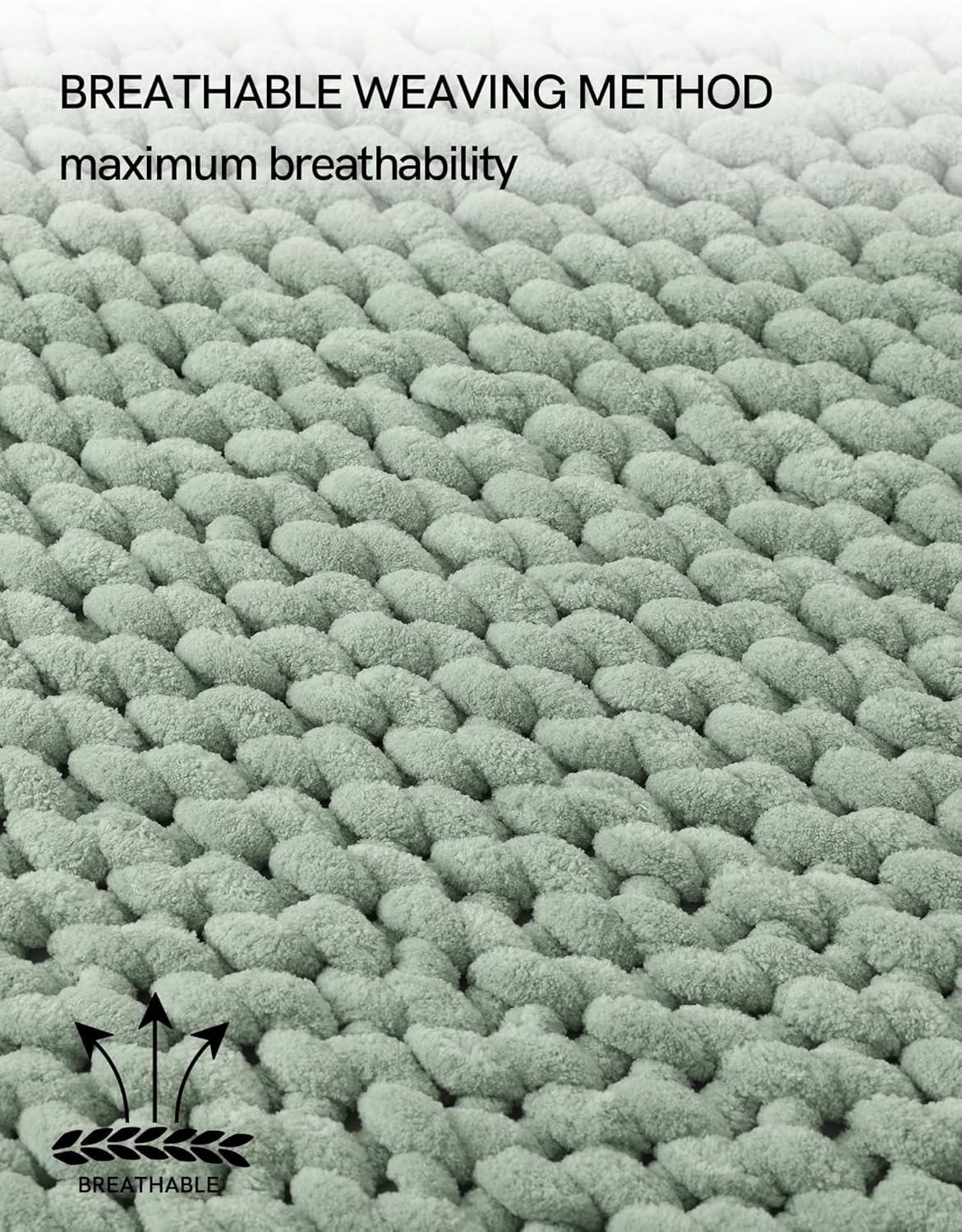 YnM Chunky Throw Blanket, Medium-Weight, Hand Knitted with Chenille Yarn, Skin Friendly, Ventilated and Breathable, Machine Washable, Home Décor Piece for Couch, Sofa and Bed (Sage Green, 50x60 Inch)