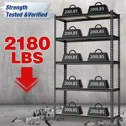 WORKPRO 5-Tier Storage Shelf, 72" H Heavy Duty Adjustable Garage Shelving Unit 2180LBS Capacity