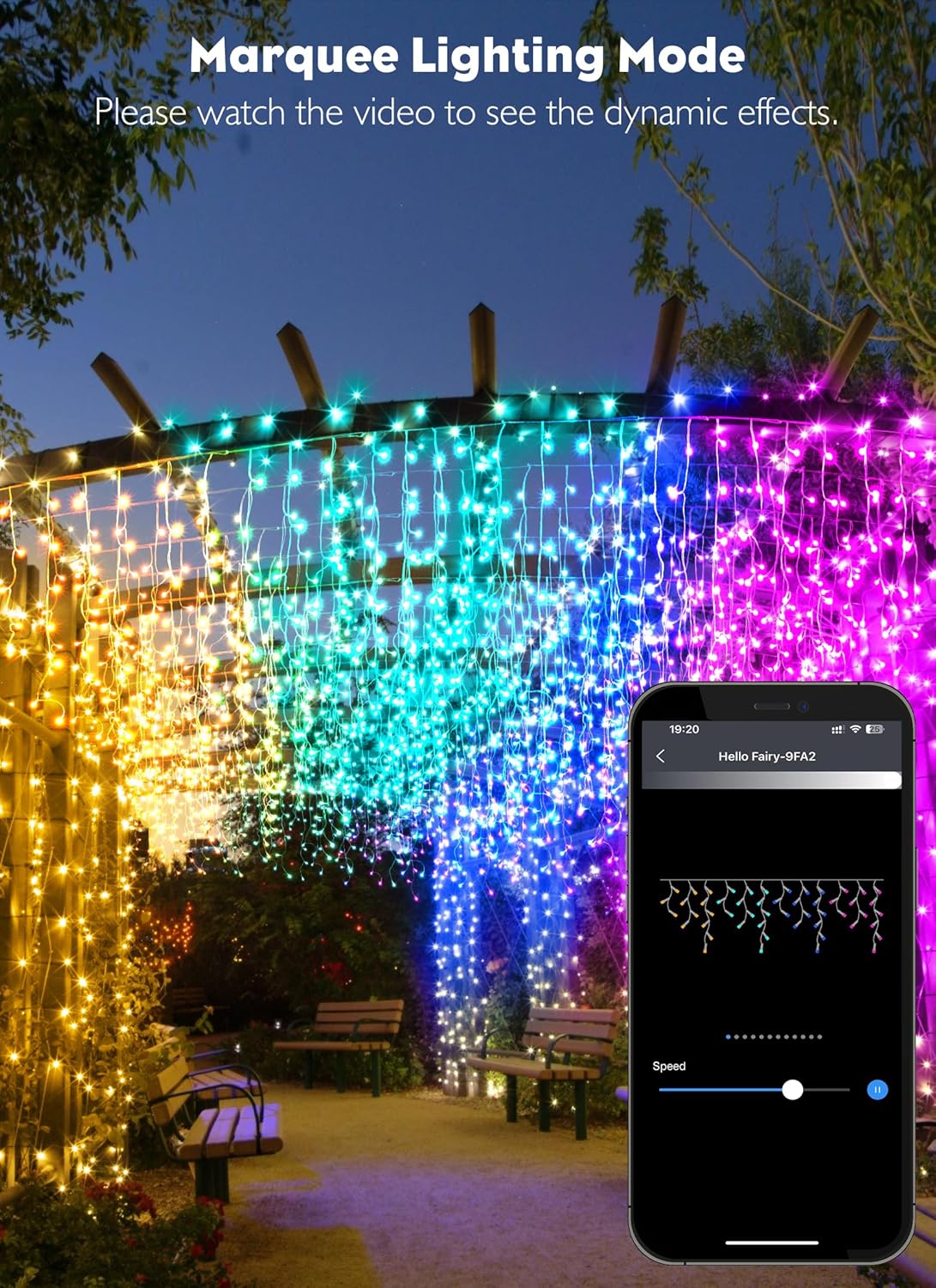 Brightown Smart Icicle Lights for Outside, 33Ft 304 LED RGB Smart Christmas Lights with 58 Preset Modes, App or Remote Control, Music Sync, Memory and Timer Function for Indoor/Outdoor Use