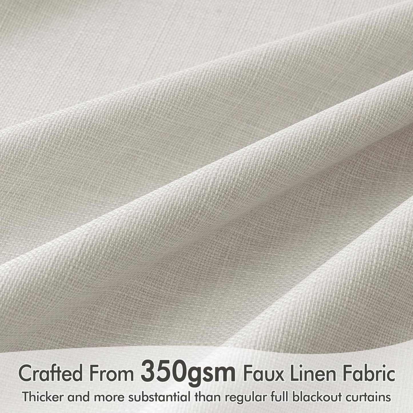 MIULEE 100% Blackout Curtains 108 Inch Long 2 Panels Set for Bedroom, Thick Faux Linen Black Out Curtain Room Darkening Back Tab Pleat Window Textured Drapes with Hooks for Living Room, Light Beige