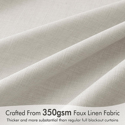 MIULEE 100% Blackout Curtains 84 Inch Long 2 Panels Set for Bedroom, Thick Faux Linen Black Out Curtain Room Darkening Back Tab Pleat Window Textured Drapes with Hooks for Living Room, Light Beige