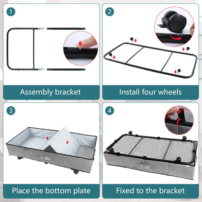Supowin Under Bed Storage with Wheels, 2Pack Rolling Underbed Storage