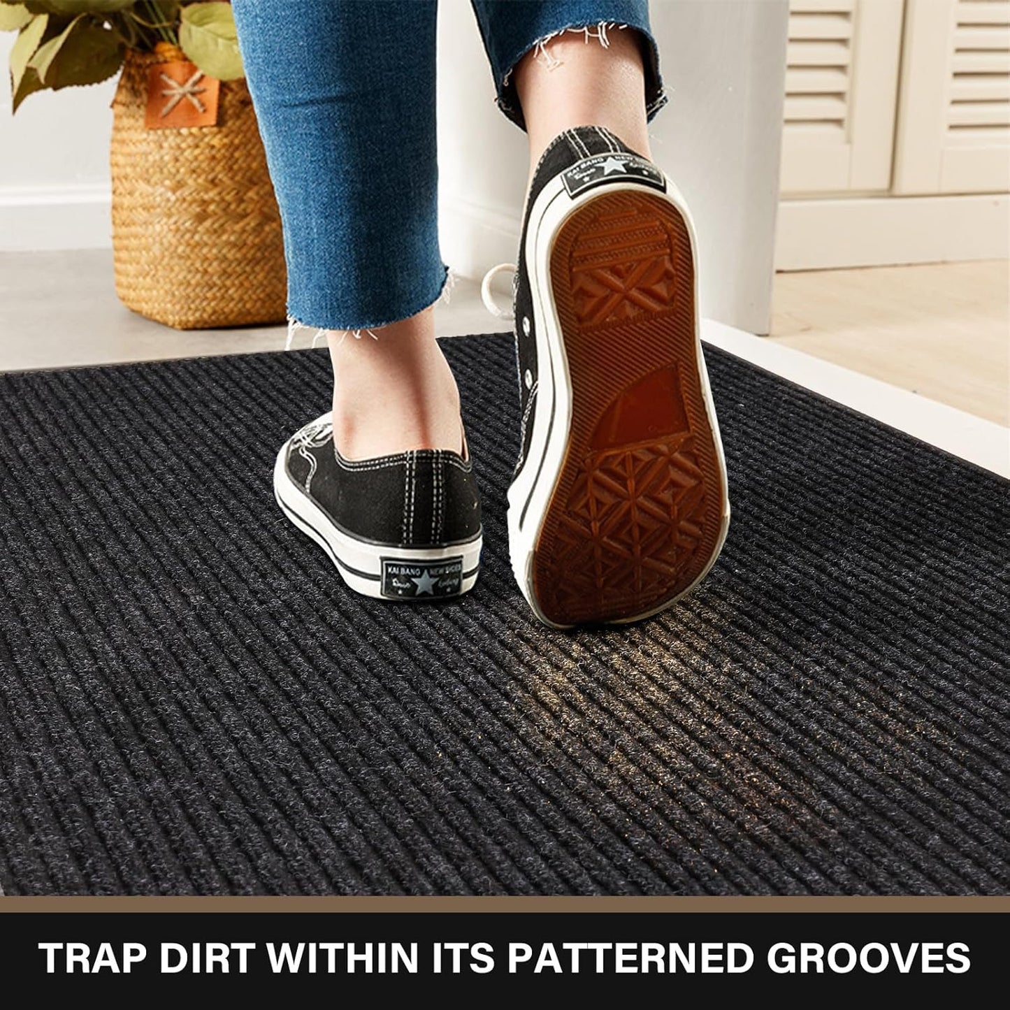 Large Front Door Mat, 60" x 36" Durable Front Doormat, Heavy Duty Large Welcome Door Matt for Home Entrance, No Slip Rubber Low Profile Door Mats for High Traffic Area