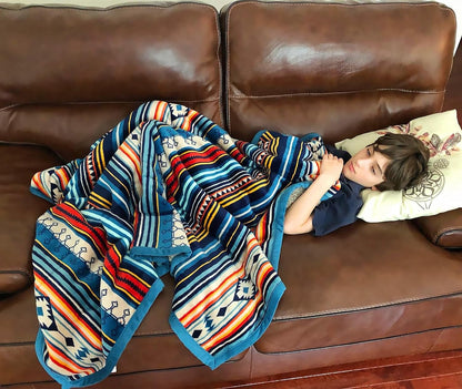 UKELER Boho Sherpa Throw 60'' x 50''- Bohemian Soft Plush Flannel Throw Blankets for Bed/Couch/Sofa/Office/Camping