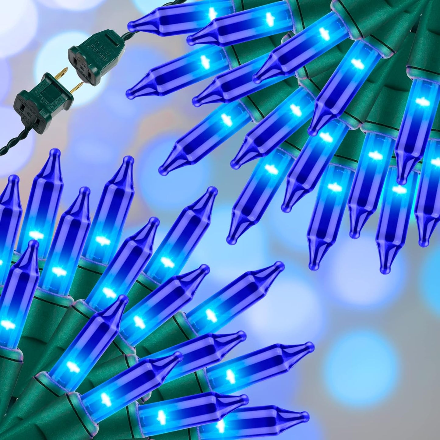 300LIGHTS(2*150L) Blue Extra-Bright with End Connectors Christmas Decorative Lights 19.44m UL Certified Mini String Light Set Waterproof for Home Garden Holiday Tree Party Patio Decor Wedding