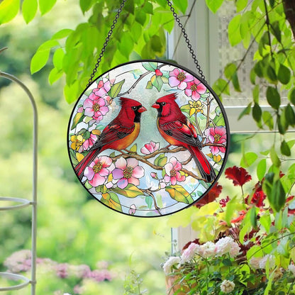 Stained Glass Window Hanging – Double-Sided Glass Sun Catcher with Chain – Memorial Window Art Panel for Home Décor, Spiritual Comfort, and All-Occasion Gifting