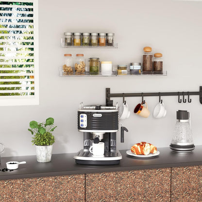 15 Inch Acrylic Spice Rack Wall Organizer Set of 3, Clear Acrylic Wall Shelf for Home Organizer, Floating Shelf for Bottle Display, Jars, Spice, Wine, Books, Toiletries