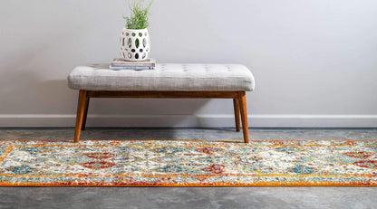 Unique Loom Rosso Collection Vintage, Traditional, Bohemian, Geometric, Distressed, Southwestern Area Rug (2' 7 x 10' 0 Runner, Beige/Orange)