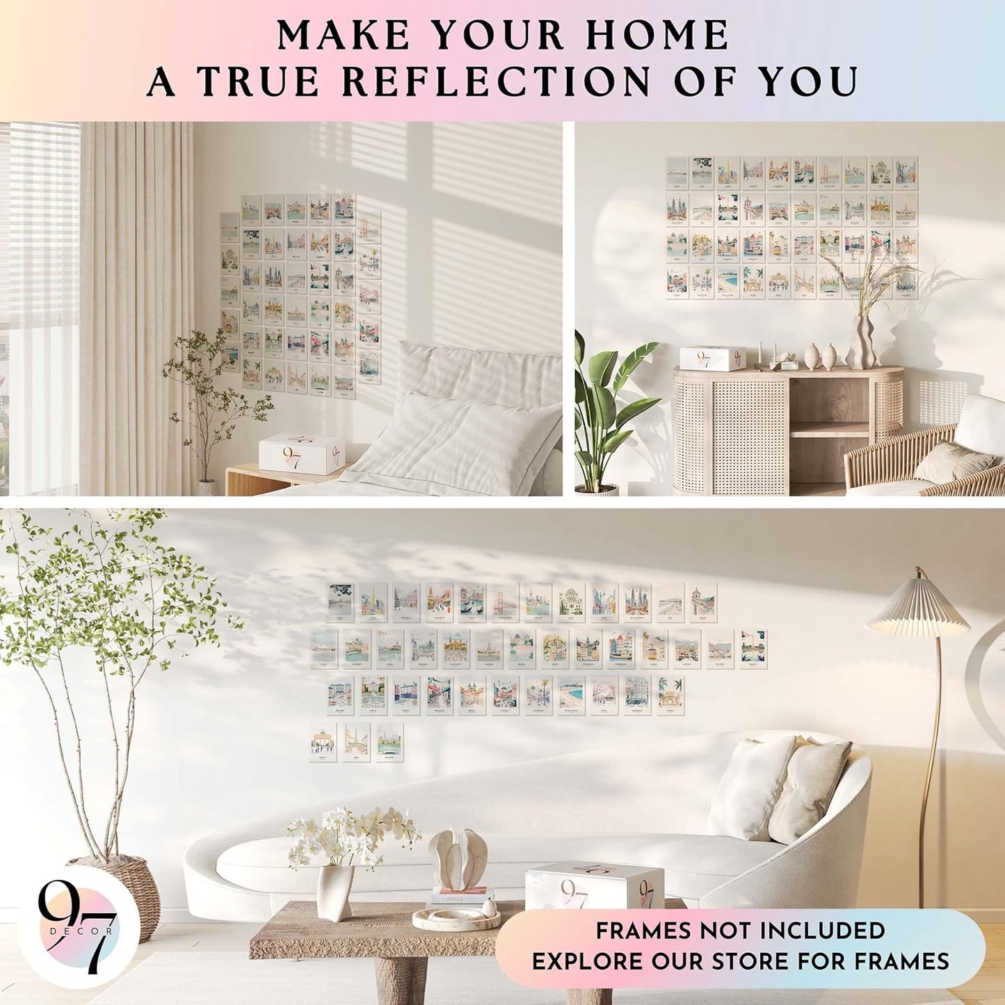 97 DECOR Vintage Travel Decor Posters - World Travel Wall Art Prints, Retro Popular Cities Photo Collage Kit, Trendy City Landscape Aesthetic Pictures for Teen Dorm Bedroom Decorations (40 Pcs, 4"x6")