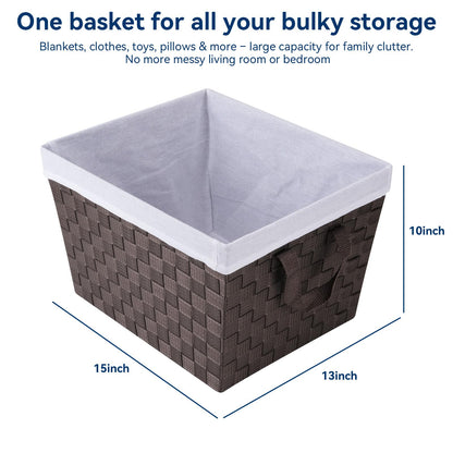 Whitmor Woven Strap Storage Tote Basket with Liner - Espresso