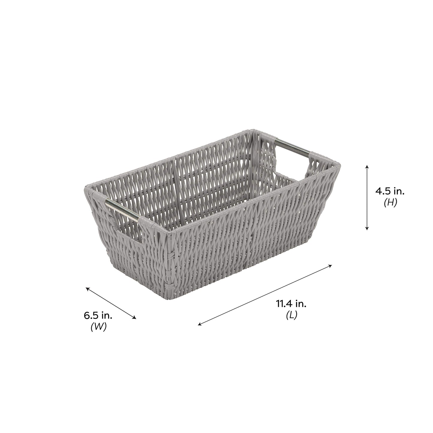 Simplify 11"x6.5"x4.5" Small Shelf Storage Woven Basket with Handles, Nursery, Playroom, Toys
