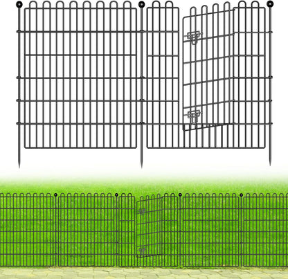 15 Panels No Dig Decorative Garden Fence with Gate for Yard, 32 in(H) X 35.4 ft(L) Animal Barrier Fencing for Outdoor Dog, Metal Portable Garden Fences for Borders, Pets, Landscape, Temporary Fence