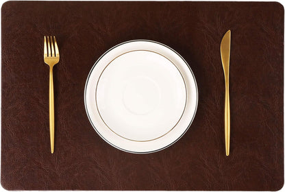 Faux Leather Placemats, Set of 8 PU Table Mats, Easy to Clean, Heat & Stain Resistant for Office Conference Table,Dinging Home Decor F Dark Brown