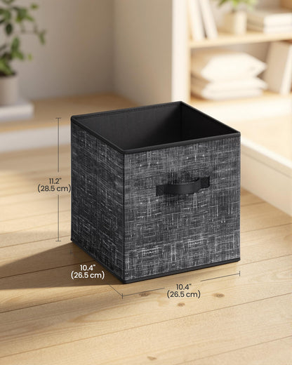 SONGMICS HOME Foldable Storage Cubes Set of 10, Fabric Shelf Organizer Bins with Handles, Closet