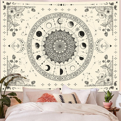Lunerfex Mandala Moon Tapestry Boho Tapestry for Bedroom Black and White Tapestries Wall Hanging Living Room Wall Art and Home Decor 44x60