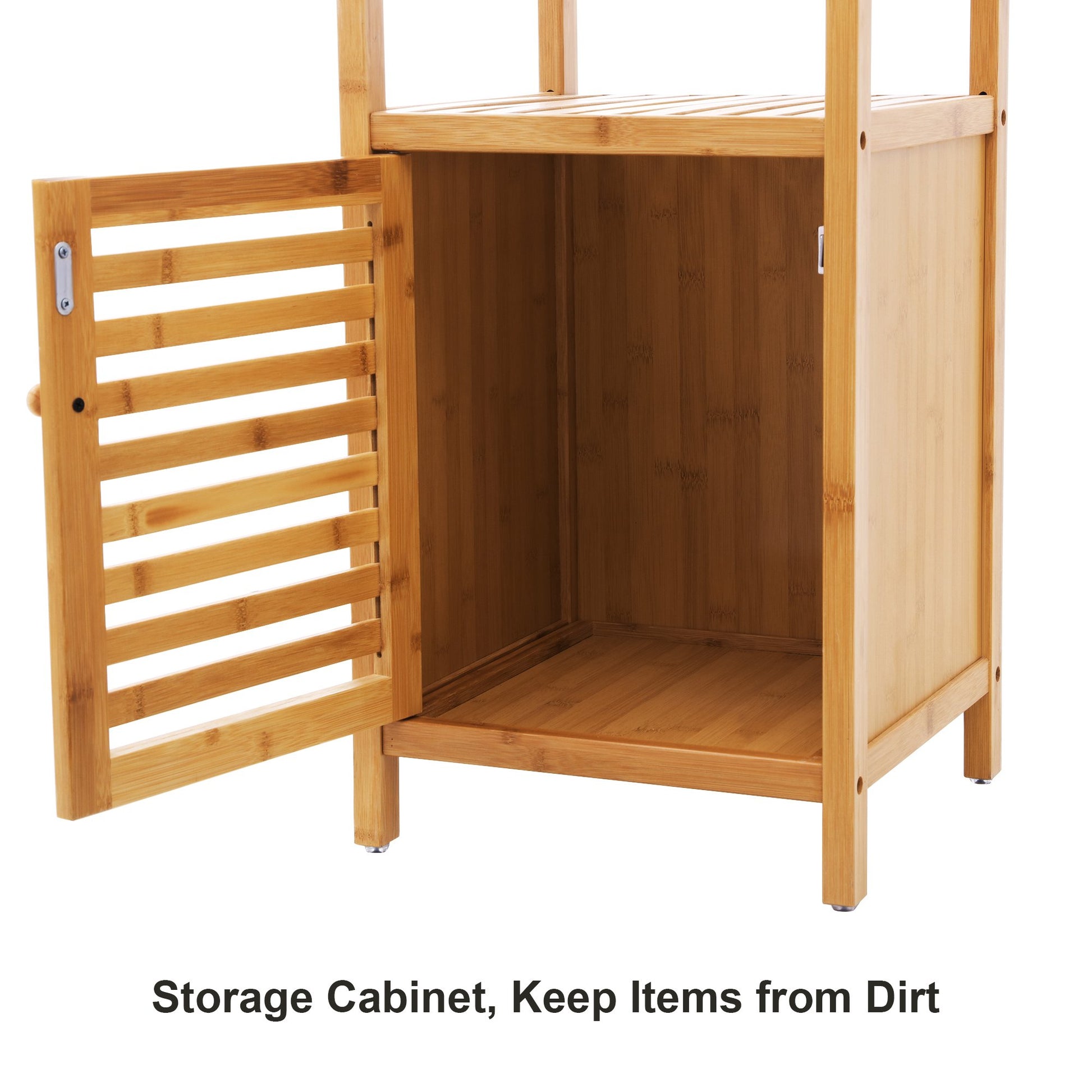 SONGMICS Bamboo Bathroom Storage Floor Cabinet, 4 Tiers Multifunctional Floor Shelving Unit, Free