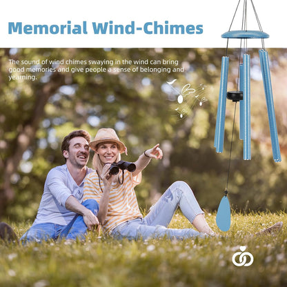 Wind-Chimes-Outdoor-Deep-Tone, Large Soothing Melodic Tones Mobile Windchimes, Wind Chimes for Outside, Memorial Wind Chime Best Gift for Mom Women Grandma Neighbors(32" Blue Coated Aluminum)