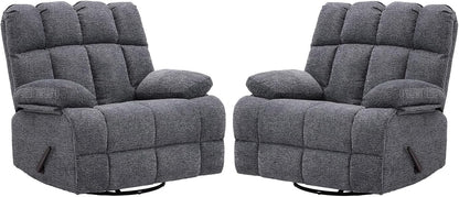 Oversized Swivel Rocker Recliner Chair Set of 2 for Adult, Rock Recliner for Big Man, Extra Wide Manual Recliners, Overstuffed Soft Rocking Sofa Chair,Light Grey