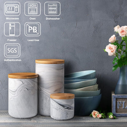 Yangbaga Coffee Canister with Airtight Lid, Ceramic Sugar Canisters Sets for the Kitchen, Food Storage Containers for Ground Coffee,Tea,Sugar,Spice