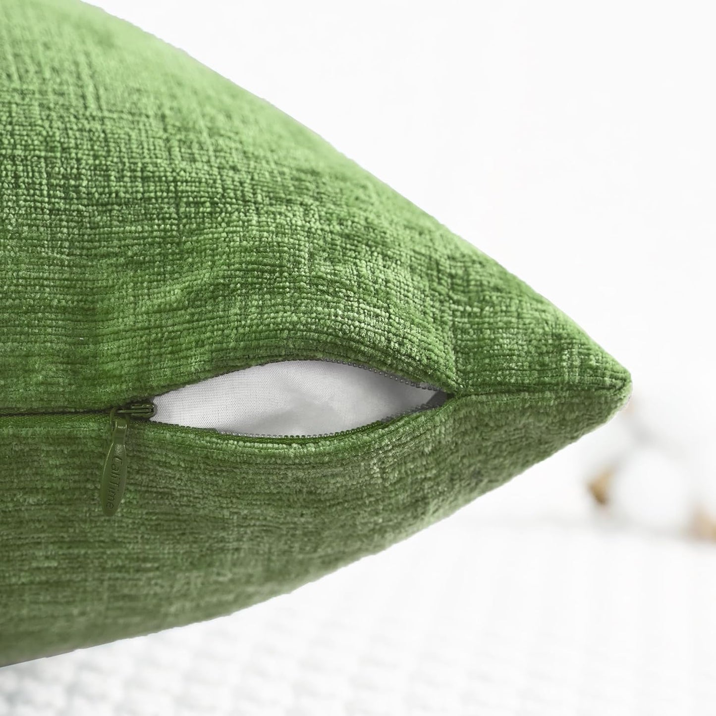 CaliTime Throw Pillow Covers Decorative 22 X 22 Inches Pack of 2 Cozy Chenille Cushion Cases for Couch Sofa Bed Living Room Home Forest Green