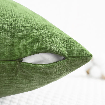 CaliTime Throw Pillow Covers Decorative 16 X 16 Inches Pack of 2 Cozy Chenille Cushion Cases for Couch Sofa Bed Living Room Home Forest Green