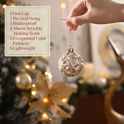 Valery Madelyn Ornaments for Christmas Trees, 16ct 2.36 Inches White and Gold Shatterproof Christmas Tree Decorations, Luxury Hanging Ball Ornaments for Xmas Holiday Party Decor