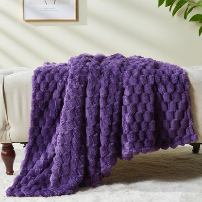 NEWCOSPLAY Super Soft Throw Blanket Purple Premium Silky Flannel Fleece 3D Clouds Stylish Jacquard Lightweight Bed Blanket All Season Use 350GSM (Purple, Throw(50"x60"))