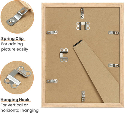 upsimples 8.5 by 11 Picture Frame, Natural Solid Wood Picture Frames, Display 6x8 with Mat or 8.5 x 11 Without, Wall or Tabletop, 1 Pack, Natural