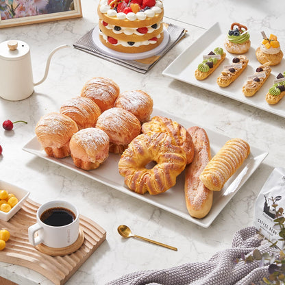 MIECOO Large Serving Platter, 18.5" x 11.5" White Serving Tray, Rectangular Porcelain Plate for Party, Wedding, Birthday, Entertaining, Food, Appetizer, Fruit, Sushi, Dessert