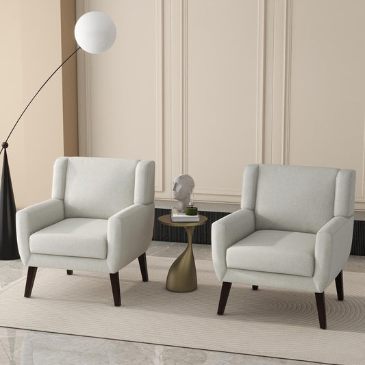 UIXE Accent Chairs Set of 2, Fabric Upholstered Armchair for Living Room, Comfy Arm Chair Single
