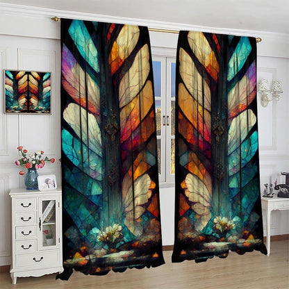 Stained Glass Curtains,Vintage Magical Colorful Abstract Art Home Decor Drapes for Bedroom Living Room Kitchen Window Treatment 2 Panels Set Total Size 42" W X 63" L Inch