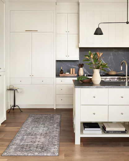 Loloi Layla Collection LAY-06 Taupe/Stone 3'-6" x 5'-6" .13" Thick Accent Rug, Soft, Durable, Vintage Inspired, Distressed, Low Pile, Non-Shedding, Easy Clean, Printed, Living Room Rug