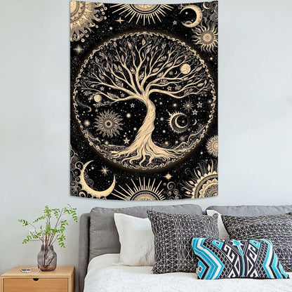 Lunerfex Tree of Life Tapestry Starry Sky Wall Tapestry, Vintage Tapestries for Bedroom Ceiling Tapestries Wall Hanging for Bedroom Living Room Decor Tree-3 36"x48"