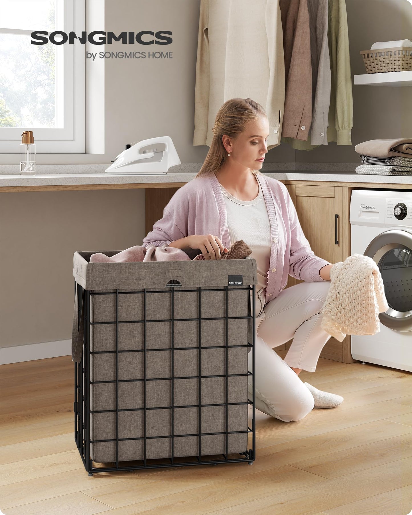 SONGMICS Laundry Hamper, 23.8 Gal. (90L) Laundry Basket, Collapsible Clothes Hamper, Removable and