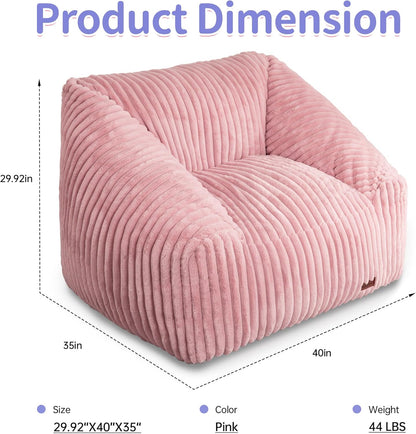 HABUTWAY Bean Bag Chair, Giant Bean Bag Chairs for Adults and Kids, Bean Bag Sofa, Lazy Floor Sofa, Faux Fur Beanbag Chair with Armrests for Living Room Bedroom (Pink)
