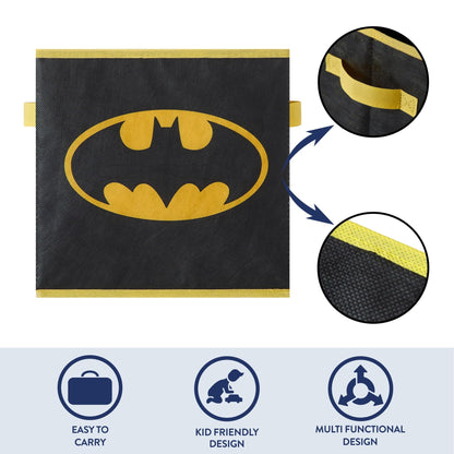 Batman Kids Storage Cubes, 2 Pack Foldable Fabric Bins with Handles, Collapsible Organizer Boxes