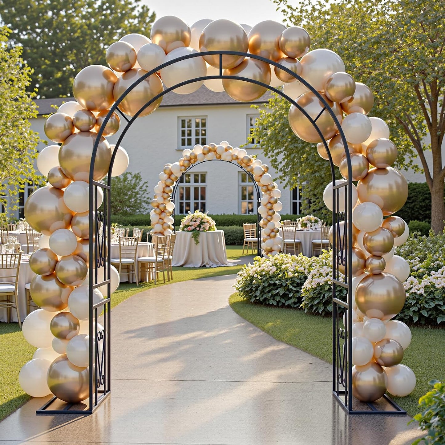 Metal Garden Arch, Heavy Duty Garden Trellis for Climbing Plants, with Enlarged Base for Stability, for Wedding Garden Arch & Bridal Party Decoration, 1 Pack