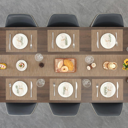 Myir JUN Placemats Set of 8, Vinyl Woven Placemats Place Mats Indoor Set of 8 Washable Table Mats Non-Slip Place mats for Dining Table (Light Brown, Set of 8)