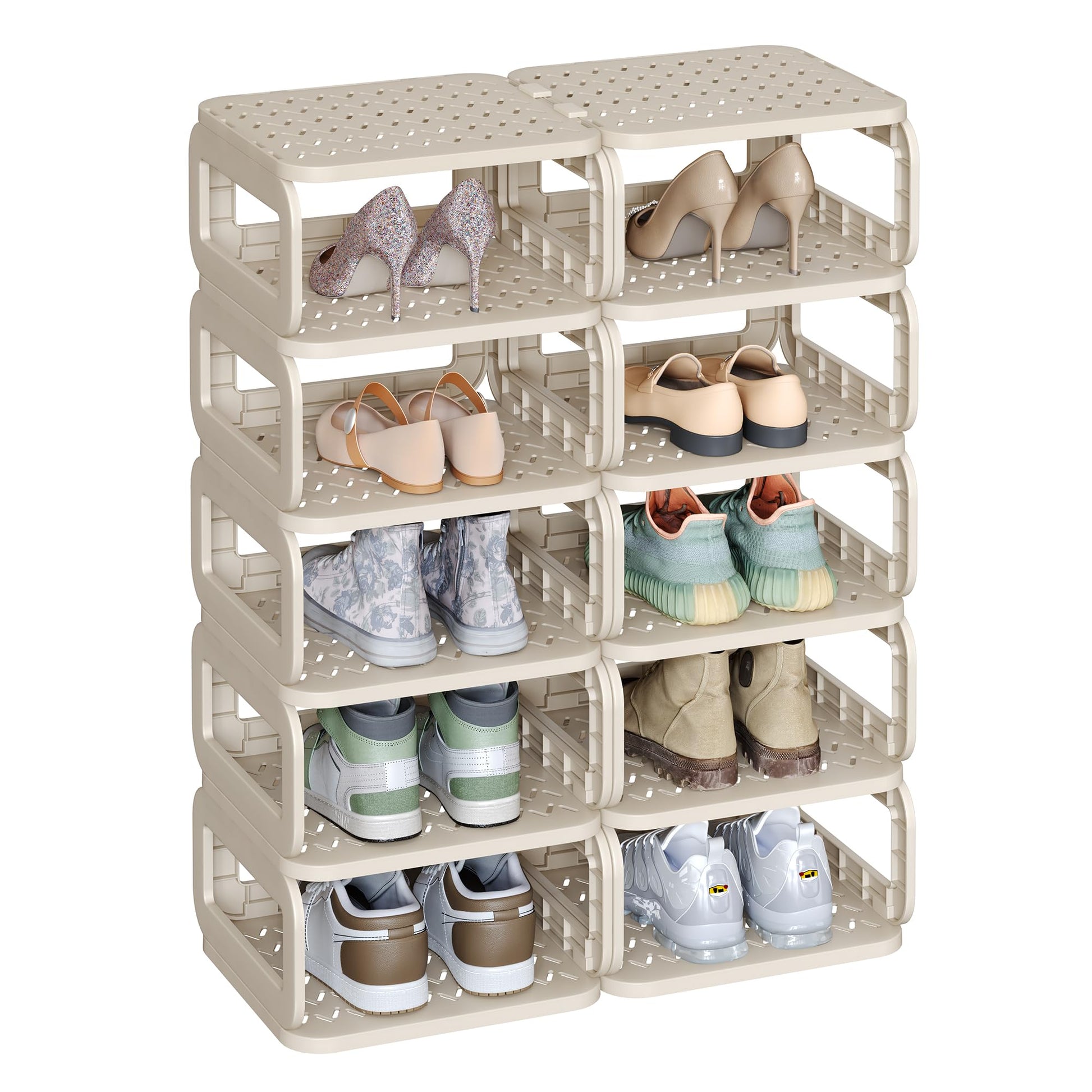 SONGMICS Shoe Rack, Shoe Organizer, 12 Shelves, Shoe Storage, Narrow Shoe Shelf, Open Shelf for