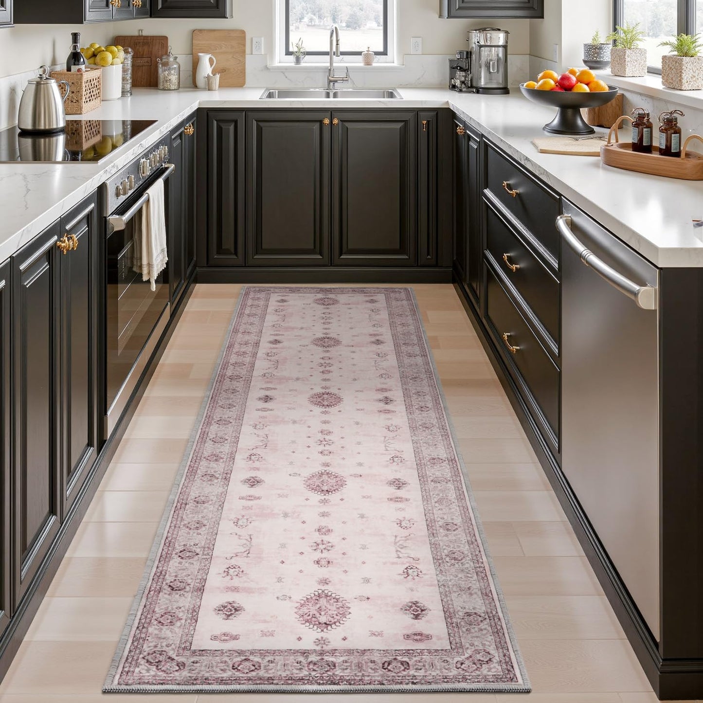 AMOAMI Vintage 2X10 Runner Rug Non Slip Soft Runners for Hallways Washable Hallway Runner Rug Bedside Rugs for Bedroom Long for Hallways Entryway Laundry Room Stair Kitchen Bathroom