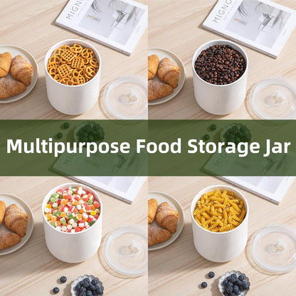 Food Storage Containers with Airtight Lids: Ceramic Canister Sets for Kitchen Countertop - Porcelain Jar for Coffee Tea Flour Sugar Rice Cookies Candy - White (75 oz)