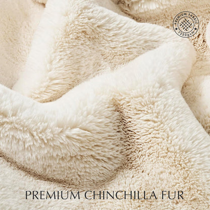 Luxury Soft Faux Chinchilla Fur Throw Blanket for Couch, Warm Thick Heavy Winter Throw Blanket 1220GSM for Bed, Fluffy Cozy Mink Blanket with Reversible Velvet, Arctic White, 50"x60"